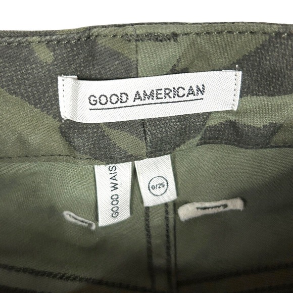 Good American Womens 0/25 Good Waist High Rise Skinny Jeans Green Camo GL403AT - Picture 4 of 7